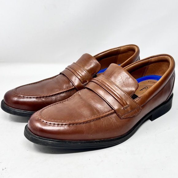 Clarks Mens Whiddon Step Loafer Cognac Brown Size‎ 9.5 main image 3